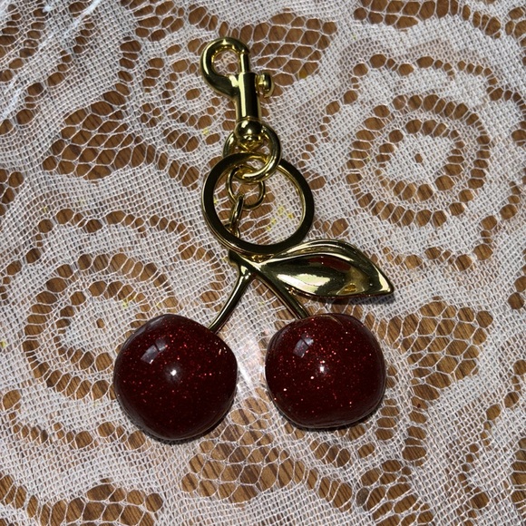 Cherry sparkly bag, backpack, book bag charm key ring so cute 
New - Picture 1 of 5